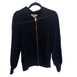 BY DESIGN Black Full-Zip Knit Cardigan Sweater with Collar - XL